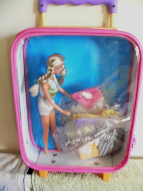 BARBIE JET SET Traveller Pull Along Travel Case with Doll with 10