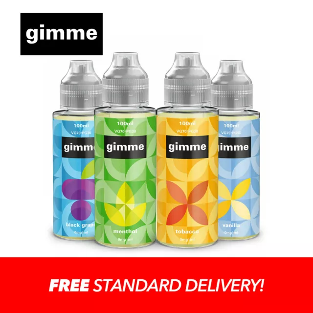 Gimme E-Liquid 100ml | High VG Vape Juice | Premium 0mg Short Fill | E-Cig