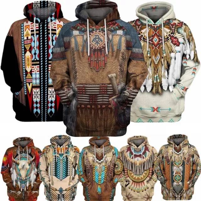 Native American Hoodie Native Vintage Indianer 3D gedrucktes Unisex-Sweatshirt