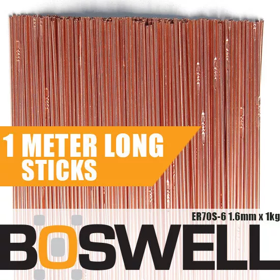 Boswell - 1.6mm x 1KG Mild Steel ER70S-6 TIG FILLER RODS Welding Welder Wire Rod
