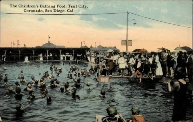 San Diego California CA Tent City Coronado Swimming Pool c1910 Vintage Postcard