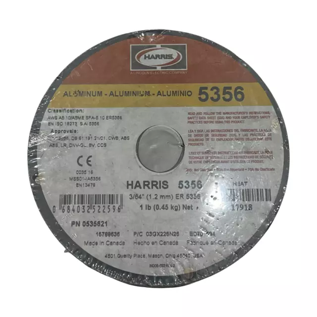 Harris 3/64" x 1lb MIG Welding Wire Spool Aluminum 5356