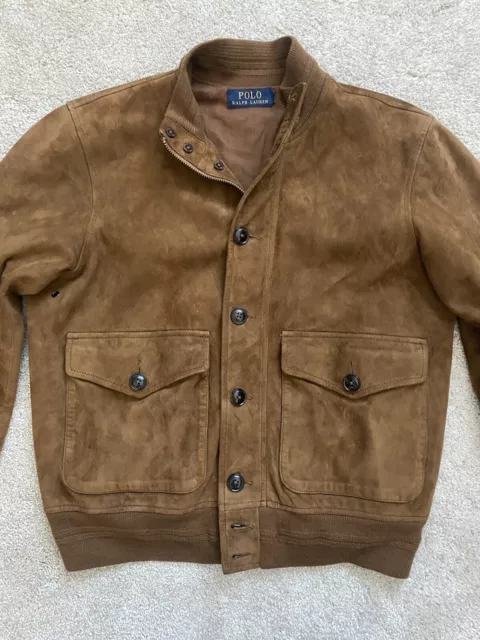 Polo Ralph Lauren Brown Suede A-1 Bomber Size S 100% Suede