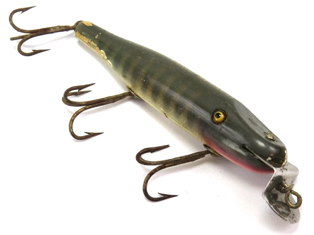 Creek Chub Pikie Minnow Vintage Glass Eye Wood Fishing Lure, Pike Scale - Read Creek Chub Pikie Minnow Vintage Glass Eye Wood Fishing Lure, Pike Scale - Read