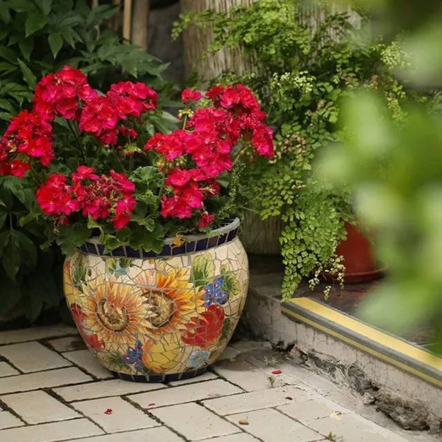 UimimiU Outdoor Villa Garden Large Flower Pot Hand-Painted Ceramic Mosaic Plant