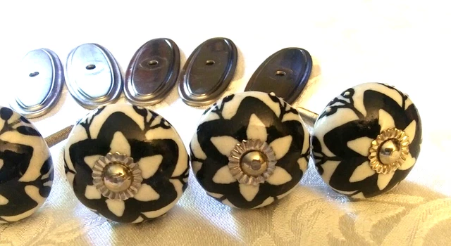 Vintage Ceramic Drawer Dresser Pull Knobs Cabinet Pull Knobs Set of 5 3