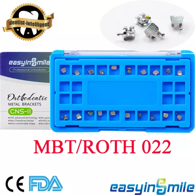 20Pcs Dental Orthodontic Metal Brackets Braces Roth MBT 022 345 Hooks Mesh Base