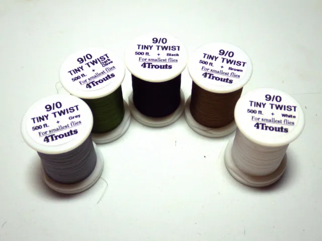 Fly Tying Threads 9/0 TINY TWIST 4Trouts Lot of 1, 3 or 5 spools polyester