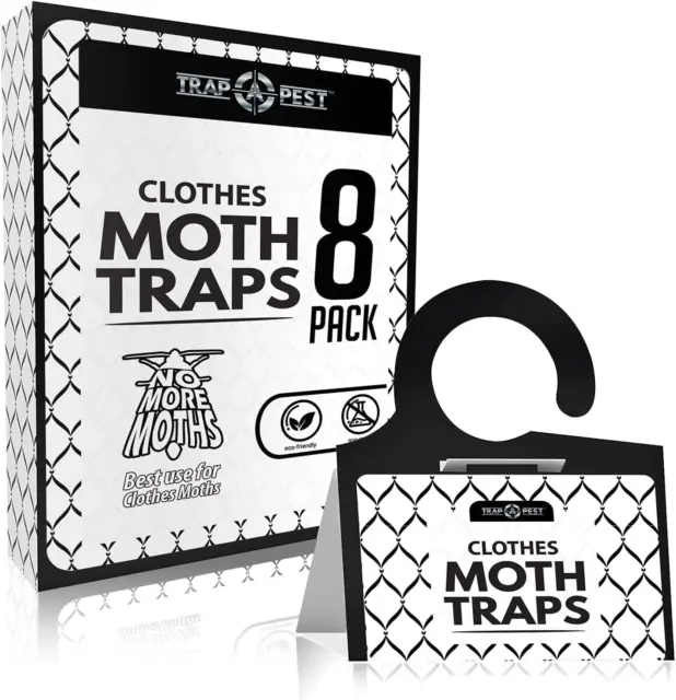 Clothing Moth Traps - 8 Pack - Non Toxic for Clothes 8 Pack, White
