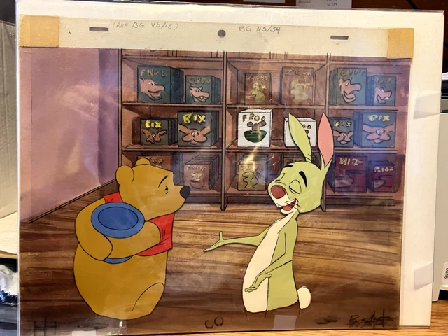 Pooh Box Rabbit RARE! WINNIE THE POOH RABBIT &Bckground Original ANIMATION CEL Walt ...