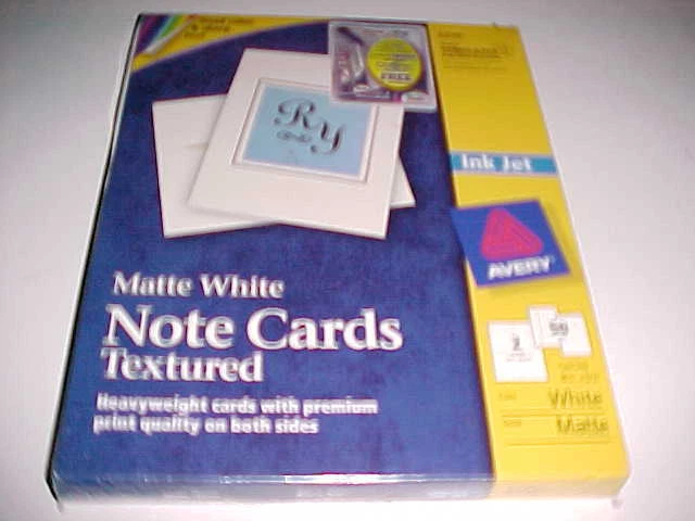 Avery 3379 Note Cards Textured Inkjet White - 50 Cards New