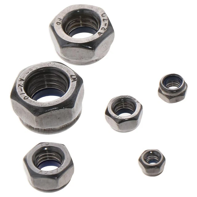 250Pcs 7 Sizes Lock Nuts Nylon Insert Locknuts  Professionals
