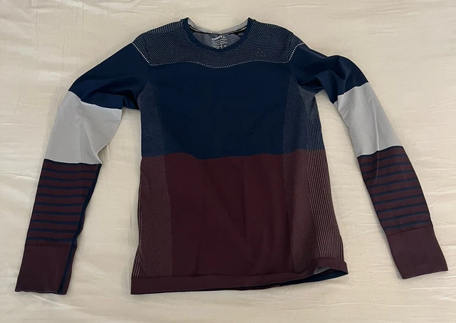 Craft Women’s Cold Weather Athletic Base Layer - Blue/Maroon/White, Size Medium