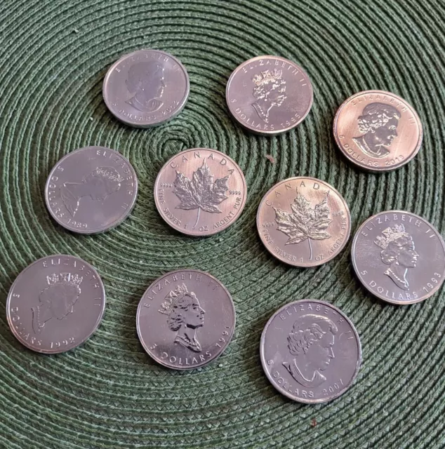 Kanada  5 Dollar Maple Leaf  (Wählen sie unter 1988 - 2019)  1 Unze Silber