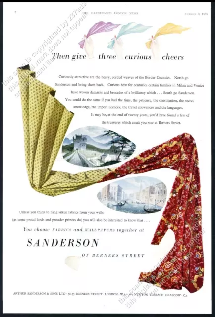 1953 Sanderson wallpaper fabric photo UK vintage print ad