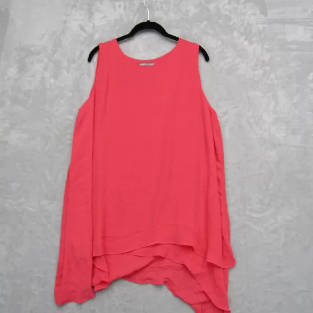 Jessica London Silky Layered Pink Coral Sleeveless Tunic Top  Plus Size 16 W