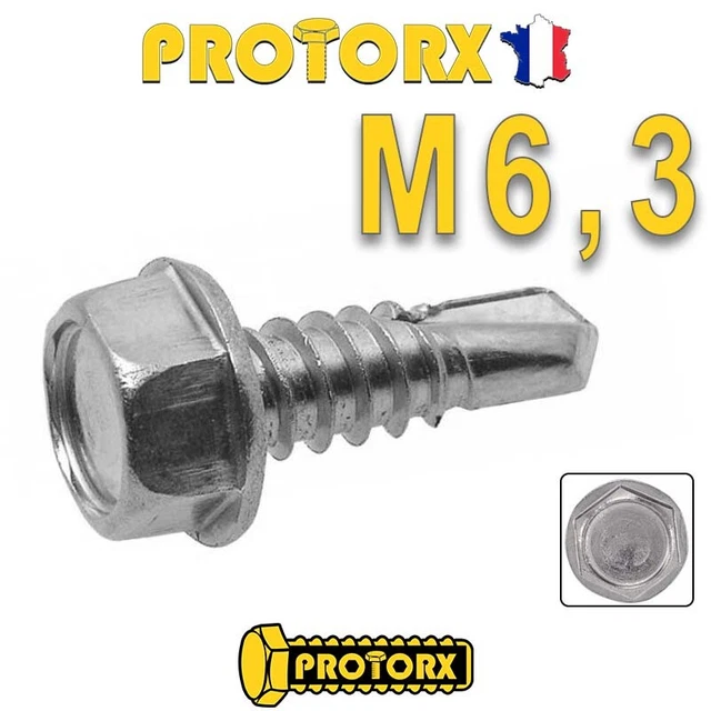 VIS AUTOPERCEUSE Tête Hexagonale À EMBASE M6,3 x (25 à 32mm) | 5 à 20pcs | INOX