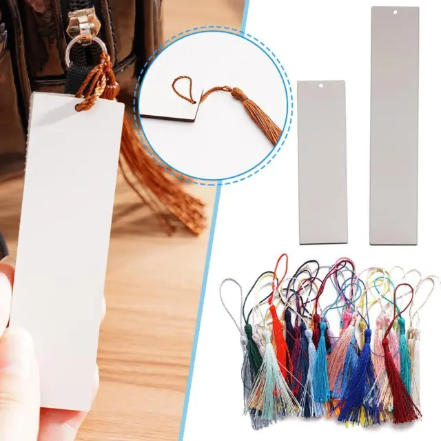 80Pcs Sublimation Bookmark Blank Heat Transfer Bookmarks DIY Bookmarks With  Hole And Colorful Tassels For Crafts