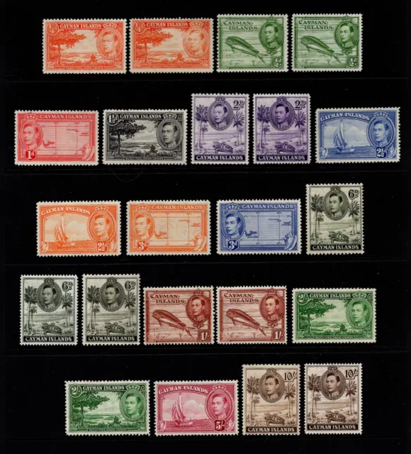 CAYMAN IS 1938-48 SET + ALL SG LISTED SHADES/PERFS TO 2s & £1, VF MINT, C. £251