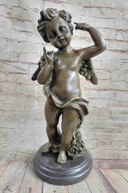 French Antique Reproduction Bronze  Sculpture/Statue of a Cherub  Girl