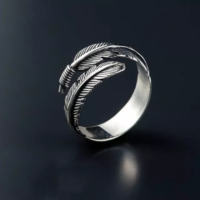 Fashion Finger Knuckle Ring Leaf Feather Open Ring Women Jewelry Adjustable Gift