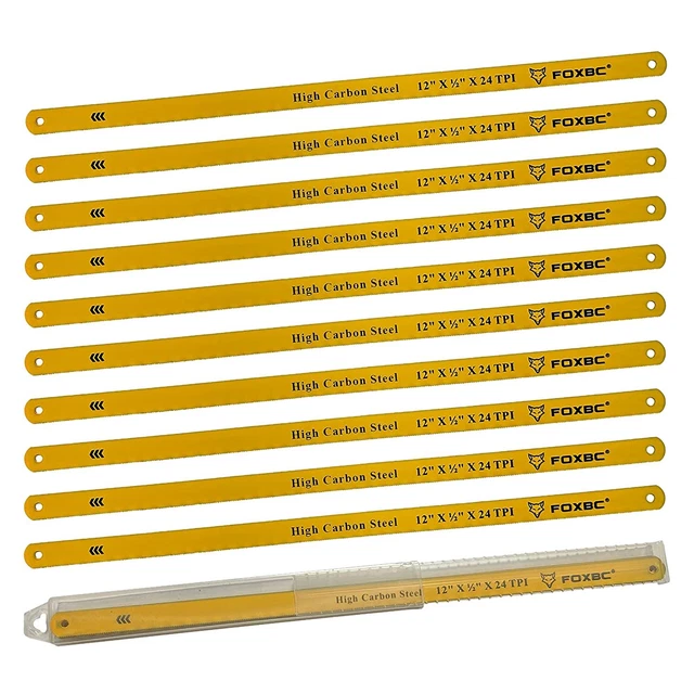 High Carbon Steel 12 Inch Hacksaw Replacement Blades 24 TPI 10PCS
