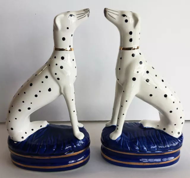 Vintage Pair Fitz & Floyd Staffordshire Style Dalmatian Mantle Dog 9" Figurines