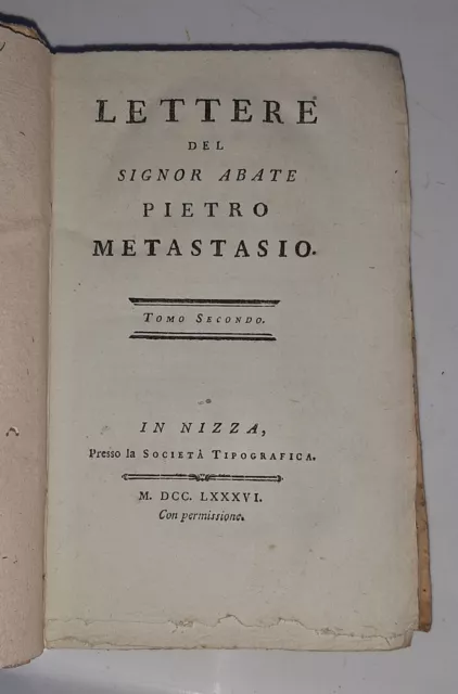 Tomo del 1786Lettere dell abate Metastasio