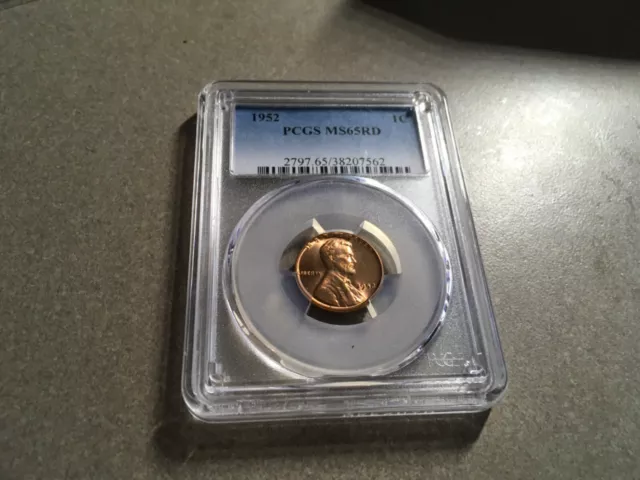 1952 Lincoln Wheat Cent Penny PCGS MS65RD! BU UNC Choice Gem FREE SHIPPING!
