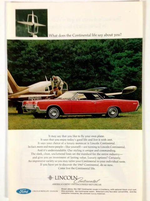 1967 Lincoln Continental Print Ad Red