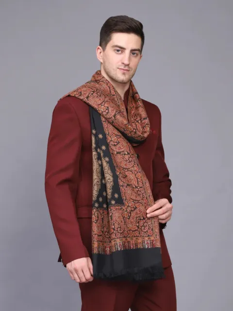 Indian Pashmina Soft Wool 100% Cashmere Men's Scarf Shawl Wrap Stole Silk Warm