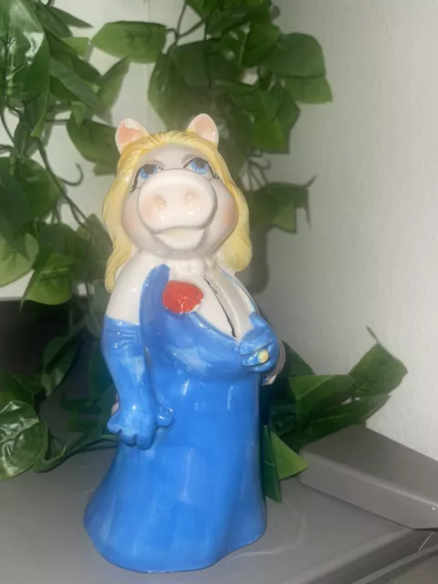 Vintage Sigma Miss Piggy The Muppet Show Hand Painted Ceramic Piggy Bank
