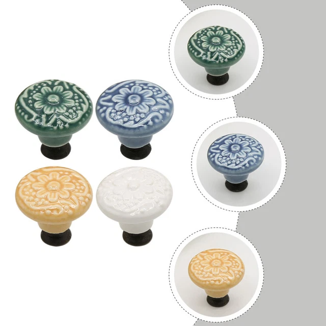 4 PCS Furniture Knob Ceramic Handle White Drawers Exterior Doors 12