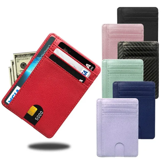 For Men Leather Wallet RFID Blocking Slim Flat Wallet Card Case ID Card Holder