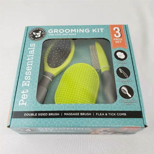 = Precious Tails Pet Supply Co 3 PC Grooming Kit Cats Dogs 3PBGLO NEW