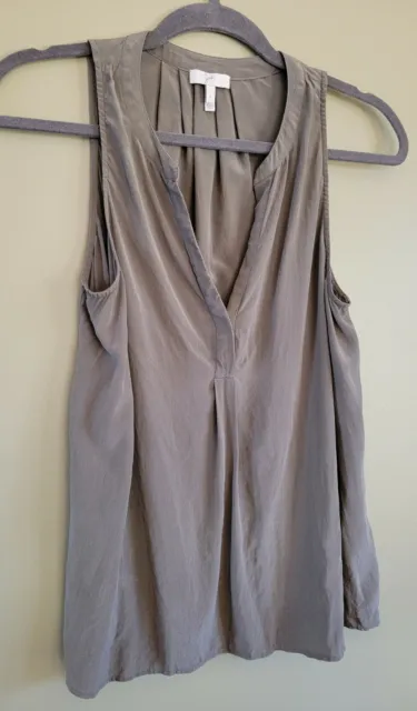 Joie Sage Green 100% Silk Tank Pleated back size Small