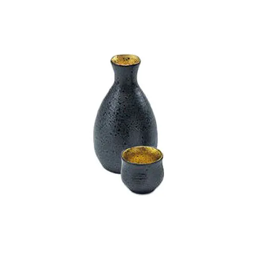 Tokkuri sake server bottle & cup set - NAMBAN inner Gold - 2 size - Mino ware