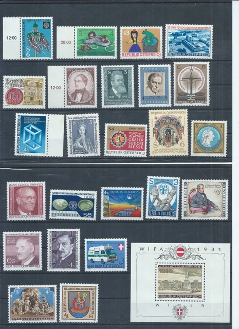 Austria stamps.  1981 most of the year MNH / MH SG MS1893 & 1899 - 1922 (AC485)