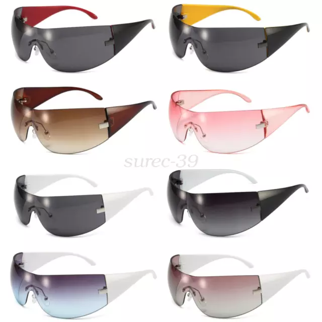 Womens Designer Oversized Sunglasses Mens Wrap Around Rimless Shield Sun Glasses