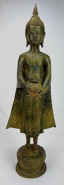 Ancien Ayutthaya Style Thai Bronze Charité Statue de Bouddha - 56cm/22 "