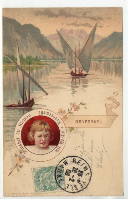 SUISSE - SWITZERLAND - Théme Publicité le CHOCOLAT NESTLE Genfersee enfant