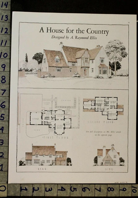 1931 A RAYMOND Ellis Architect Country House Plan Blueprint Design Ad ...