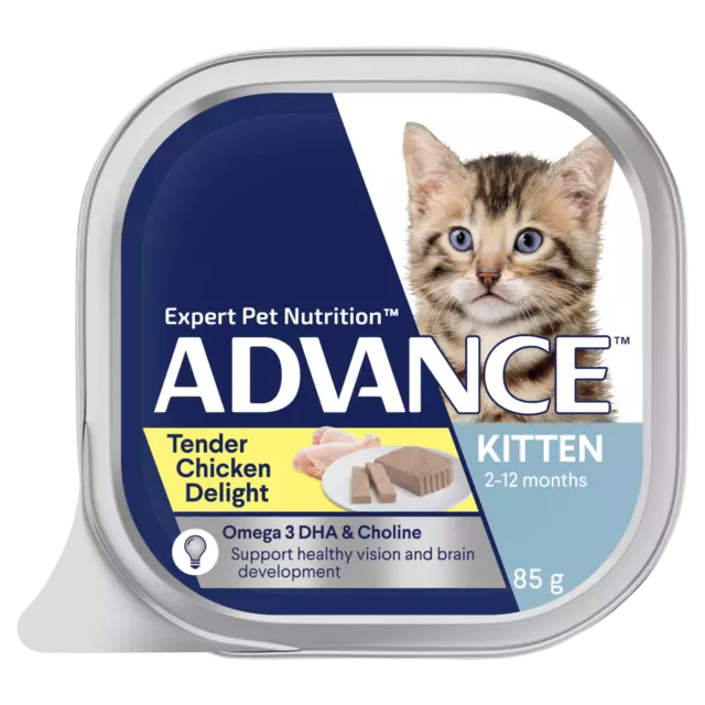 Advance Kitten 2-12 Months Wet Cat Food Tender Chicken Delight 7 x 85g