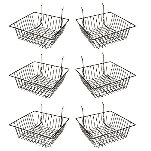 Multi Fit Black Small Wire Basket for Slatwall, Grid of Pegboard, Commercial