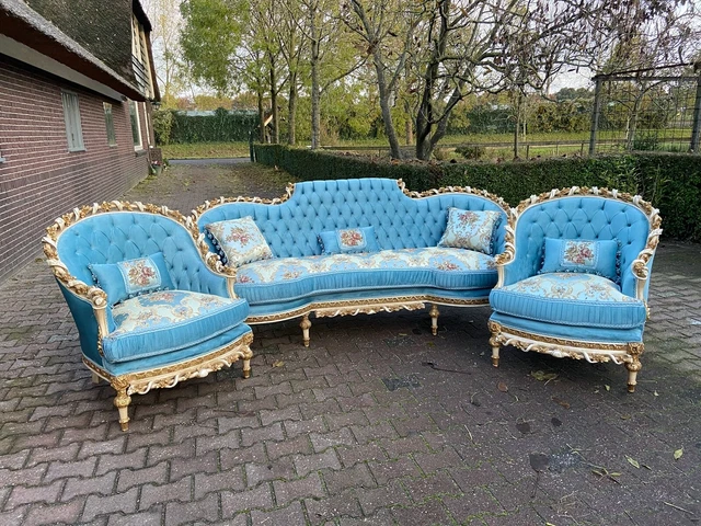 French Louis XVI Hand Carved Solid Wooden Living Room Set -made when ordered