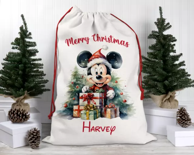 Personalised mickey mouse Christmas Sack, Personalised Christmas Sack With Name