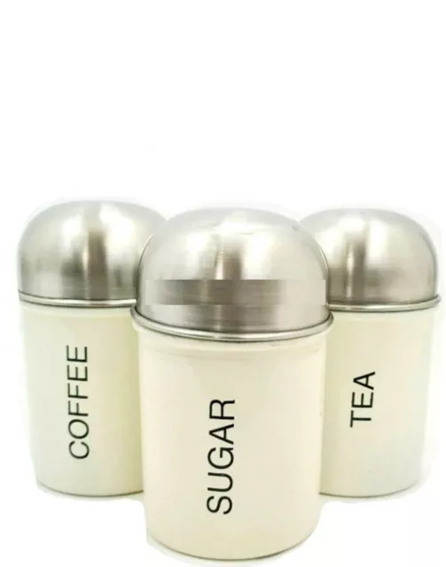 3Pc Stainless Steel Cream Canister Pot Set Tea Coffee Sugar Kitchen Brand 2