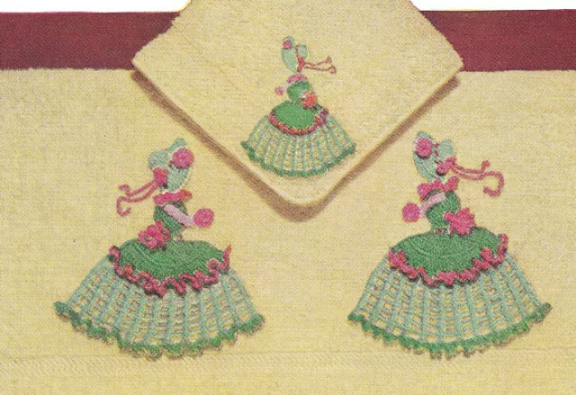 Vintage Crochet Pattern Crinoline Lady Motifs Appliques