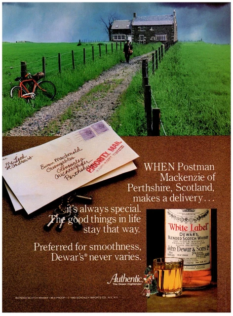 Dewar's Scotch Whisky Scotland Farmhouse Vintage Print Advertisement 8x11" 1982