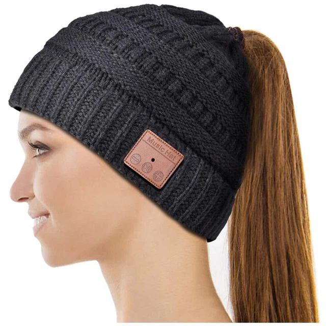 Bluetooth Beanie Hat for Women - Stocking Stuffer Ponytail Cap - Upgraded